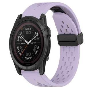 For Garmin Tactix 7 Pro Hole Folding Buckle 26mm Silicone Watch Band(Purple)