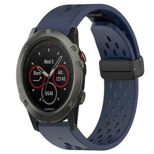 For Garmin Fenix 5X Sapphire 26mm Folding Buckle Hole Silicone Watch Band(Midnight Blue)