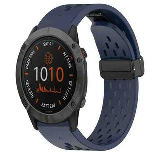 For Garmin Fenix 6X 26mm Folding Buckle Hole Silicone Watch Band(Midnight Blue)