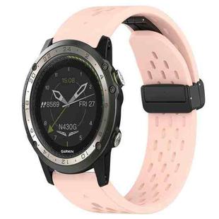 For Garmin D2 Charlie Hole Folding Buckle 26mm Silicone Watch Band(Pink)