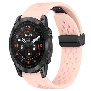 For Garmin Epix Pro 51mm 26mm Folding Buckle Hole Silicone Watch Band(Pink)