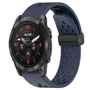 For Garmin Epix Pro 51mm 26mm Folding Buckle Hole Silicone Watch Band(Midnight Blue)