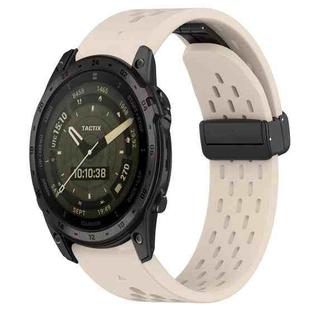 For Garmin Tactix 7 AMOLED 26mm Folding Buckle Hole Silicone Watch Band(Starlight Color)