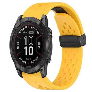 For Garmin Fenix 7X Hole Folding Buckle 26mm Silicone Watch Band(Yellow)