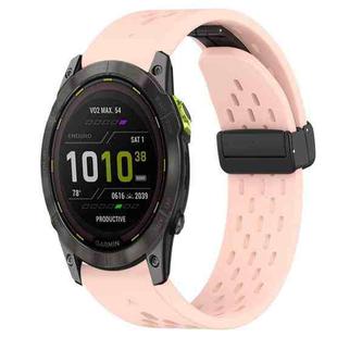 For Garmin Enduro 2 26mm Folding Buckle Hole Silicone Watch Band(Pink)