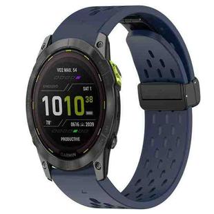 For Garmin Enduro 2 26mm Folding Buckle Hole Silicone Watch Band(Midnight Blue)