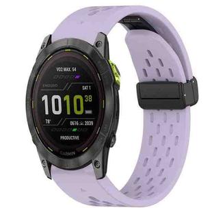 For Garmin Enduro 2 26mm Folding Buckle Hole Silicone Watch Band(Purple)