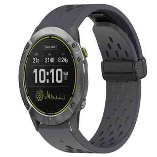 For Garmin Enduro Hole Folding Buckle 26mm Silicone Watch Band(Dark Gray)