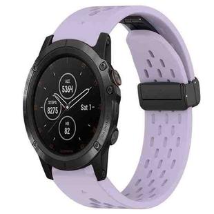 For Garmin Fenix 5X Plus 26mm Folding Buckle Hole Silicone Watch Band(Purple)