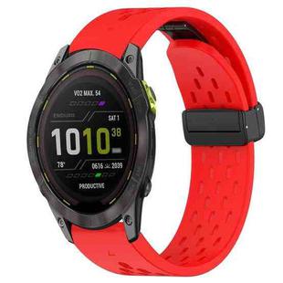 For Garmin Enduro 3 Hole Folding Buckle 26mm Silicone Watch Band(Red)