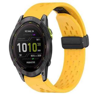 For Garmin Enduro 3 Hole Folding Buckle 26mm Silicone Watch Band(Yellow)