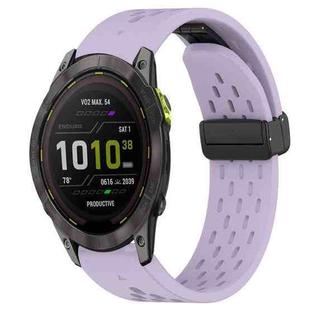 For Garmin Enduro 3 Hole Folding Buckle 26mm Silicone Watch Band(Purple)