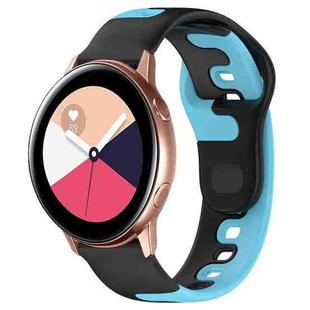 For Samsung Galaxy Watch Active 20mm Double Color Silicone Watch Band(Black+Blue)