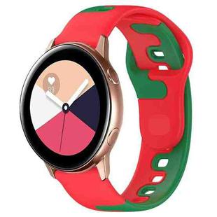 For Samsung Galaxy Watch Active 20mm Double Color Silicone Watch Band(Red+Green)