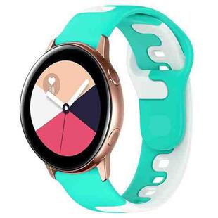 For Samsung Galaxy Watch Active 20mm Double Color Silicone Watch Band(Cyan+White)