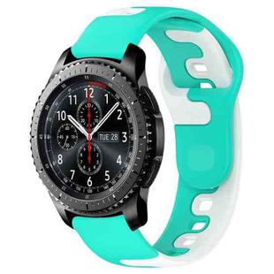 For Samsung Gear S3 Classic / Frontier 22mm Double Color Silicone Watch Band(Cyan+White)