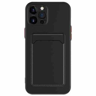 For iPhone 15 Pro Skin Feel Card Contrast Color Button TPU Phone Case(Black)