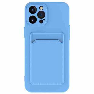 For iPhone 15 Pro Skin Feel Card Contrast Color Button TPU Phone Case(Sky Blue)