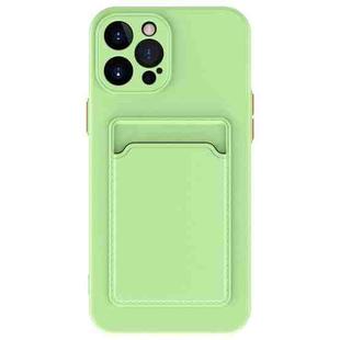 For iPhone 15 Pro Skin Feel Card Contrast Color Button TPU Phone Case(Light Green)