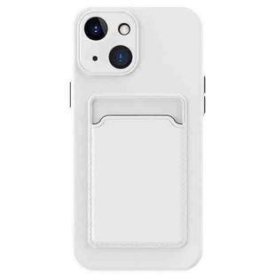 For iPhone 15 Skin Feel Card Contrast Color Button TPU Phone Case(White)