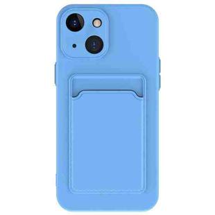 For iPhone 15 Skin Feel Card Contrast Color Button TPU Phone Case(Sky Blue)