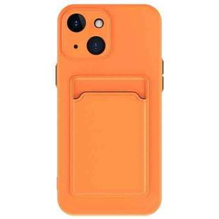 For iPhone 15 Skin Feel Card Contrast Color Button TPU Phone Case(Orange)
