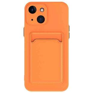 For iPhone 15 Plus Skin Feel Card Contrast Color Button TPU Phone Case(Orange)