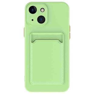 For iPhone 15 Plus Skin Feel Card Contrast Color Button TPU Phone Case(Light Green)
