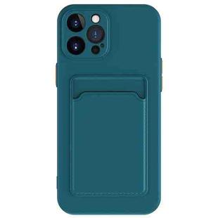 For iPhone 15 Pro Max Skin Feel Card Contrast Color Button TPU Phone Case(Dark Green)