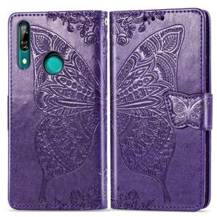 Butterfly Love Flowers Embossing Horizontal Flip Leather Case For Huawei P Smart Z with Holder & Card Slots & Wallet & Lanyard(Dark purple)