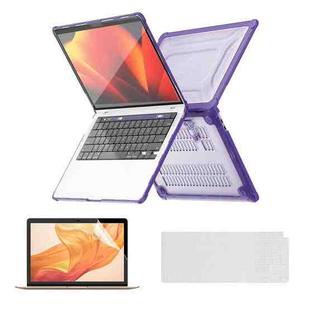 For MacBook Air 13.3 A2179/A2337 ENKAY Hat-Prince 3 in 1 Protective Bracket Case Cover Hard Shell with TPU Keyboard Film / PET Screen Protector, Version:EU(Purple)
