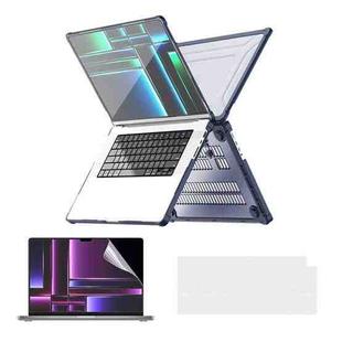 For MacBook Pro 14.2 A2442/A2779 ENKAY Hat-Prince 3 in 1 Protective Bracket Case Cover Hard Shell with TPU Keyboard Film / PET Screen Protector, Version:EU(Dark Blue)