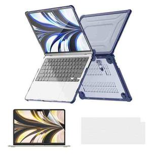 For MacBook Air 13.6 2022/2024  A2681 (M2) / A3113  (M3) ENKAY Hat-Prince 3 in 1 Protective Bracket Case Cover Hard Shell with TPU Keyboard Film / PET Screen Protector, Version:EU(Dark Blue)