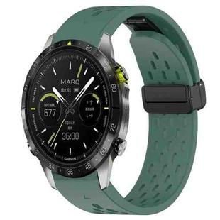 For Garmin MARQ Quick Release Holes Magnetic Buckle Silicone Watch Band(Dark Green)