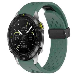 For Garmin Epix Pro Gen 2 47mm Quick Release Holes Magnetic Buckle Silicone Watch Band(Dark Green)