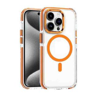 For iPhone 15 Pro Max Dual-color MagSafe TPU Hybrid Clear PC Shockproof Phone Case(Orange)