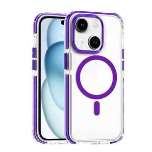 For iPhone 15 Plus Dual-color MagSafe TPU Hybrid Clear PC Shockproof Phone Case(Purple)