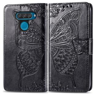 Butterfly Love Flowers Embossing Horizontal Flip Leather Case for LG Q60 , with Holder & Card Slots & Wallet & Lanyard(Black)