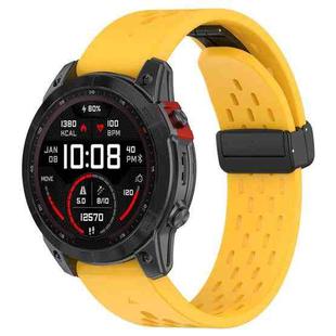 For Garmin D2 Bravo / Quaitx 3 Quick Release Holes Magnetic Buckle Silicone Watch Band(Yellow)