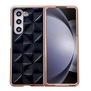 For Samsung Galaxy Z Fold5 5G Plating Plaid PU All-inclusive Shockproof Phone Case(Black)