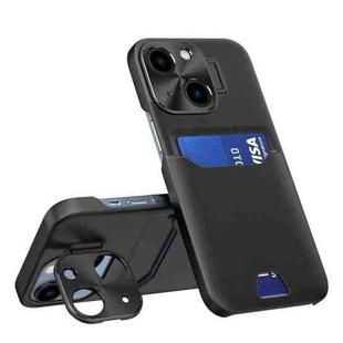 For iPhone 15 Two-Color Invisible Lens Holder Phone Case(Black)