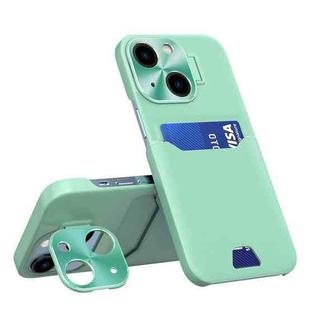 For iPhone 15 Two-Color Invisible Lens Holder Phone Case(Green)