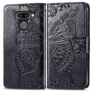 Butterfly Love Flowers Embossing Horizontal Flip Leather Case for LG K50 , with Holder & Card Slots & Wallet & Lanyard(Black)