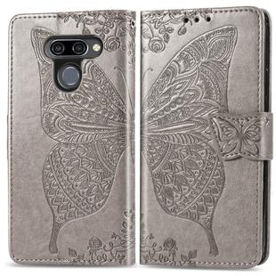 Butterfly Love Flowers Embossing Horizontal Flip Leather Case for LG K50 , with Holder & Card Slots & Wallet & Lanyard(Gray)