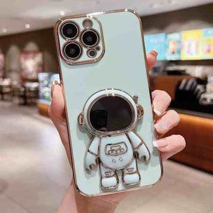 For iPhone 15 Pro Electroplating Astronaut Holder Phone Case(Green)