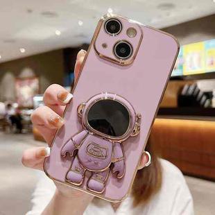 For iPhone 15 Plus Electroplating Astronaut Holder Phone Case(Purple)