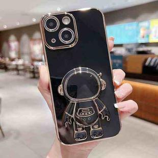 For iPhone 15 Plus Electroplating Astronaut Holder Phone Case(Black)