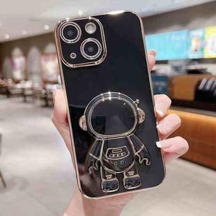 For iPhone 15 Electroplating Astronaut Holder Phone Case(Black)