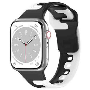 For Apple Watch Ultra 2 49mm Double Color Silicone Watch Band(Black+White)