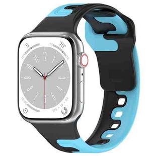 For Apple Watch Ultra 2 49mm Double Color Silicone Watch Band(Black+Blue)
